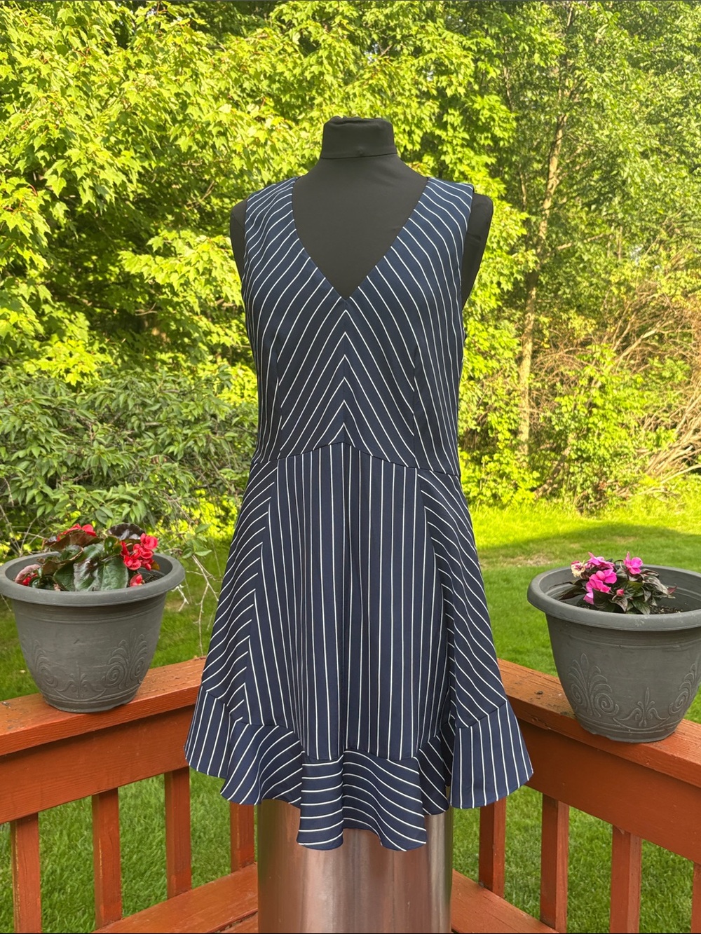 NWOT J. Crew navy and white stripe sleeveless dress.